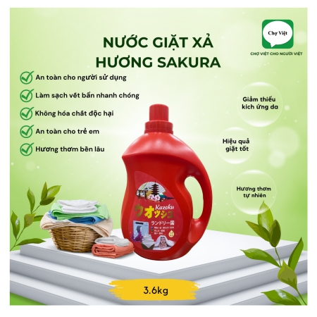 NƯỚC GIẶT KAZOKU 3.6KG HƯƠNG SAKURA(4Sp/Thùng)